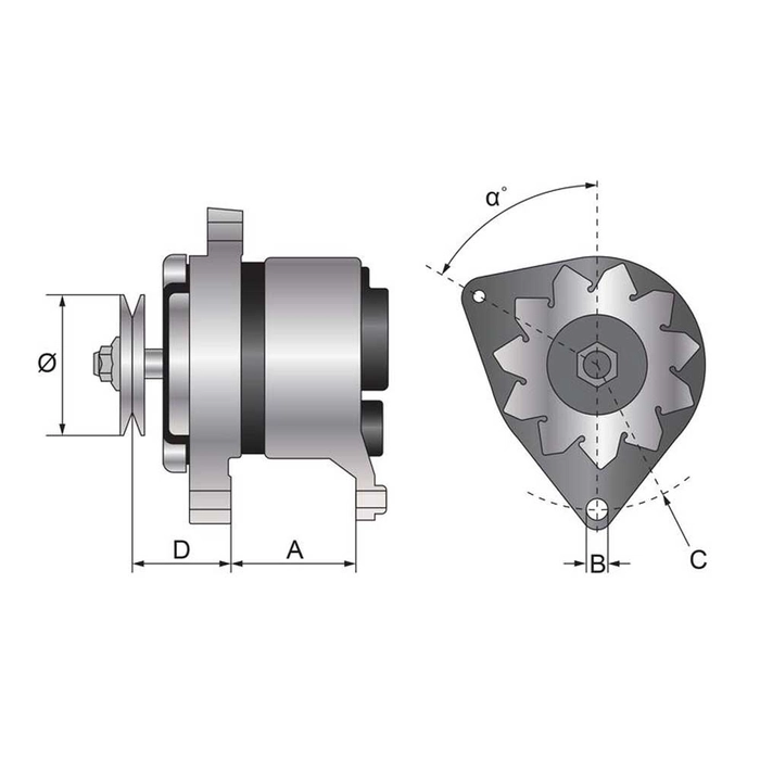 ALTERNATOR (MAHLE) - 14V, 45 AMPS  