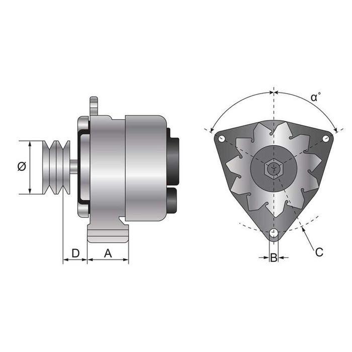 ALTERNATOR (MAHLE)  - 14V, 55 AMPS 