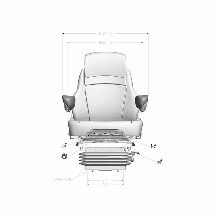 Luftfjæringssete - 12V (Stoff)