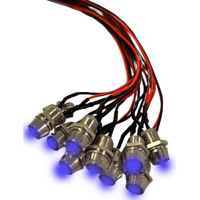 Blå Lysdiode 10 Pak Med Holder 12 V