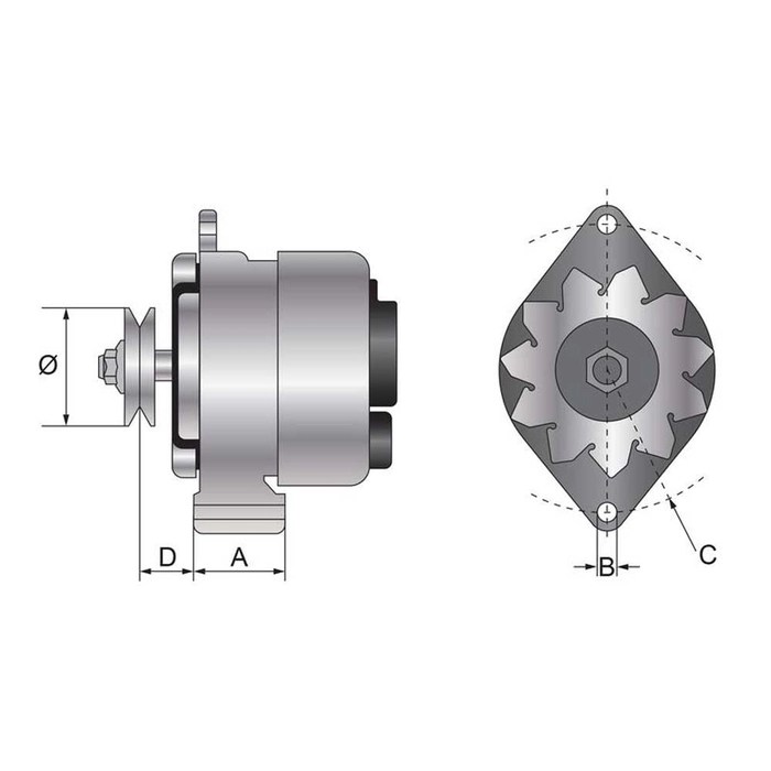 ALTERNATOR (MAHLE) - 14V, 95 AMPS  