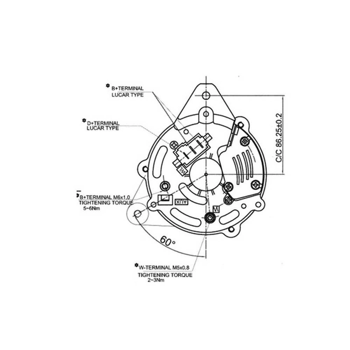 ALTERNATOR (SPAREX) - 12V, 65 AMPS 